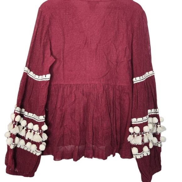 Antropologie Vineet Bahl Women Nisha Peasant Cotton Top Boho Size XS - Picture 6 of 8